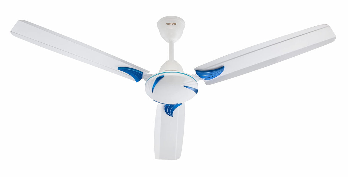 Candes Lynx 1200mm /48 Inch High Speed Anti-dust Decorative 3 Star Rated Ceiling Fan 2 Yrs Warranty (White Blue) Pack of 1