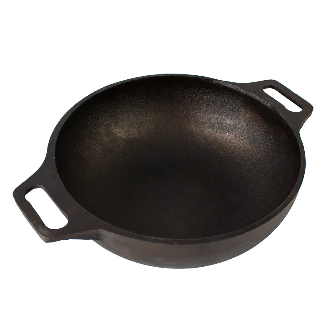 Cast Iron Deep Kadai - Induction Safe & Pre-seasoned - Send Indian