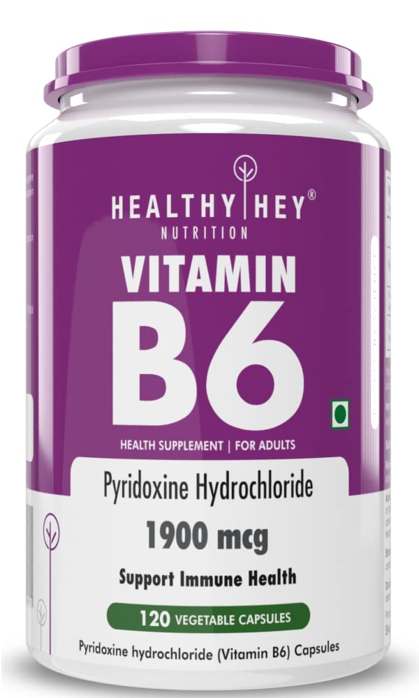 HealthyHey Nutrition Vitamin B6 Pyridoxine -120 Veg. Capsules