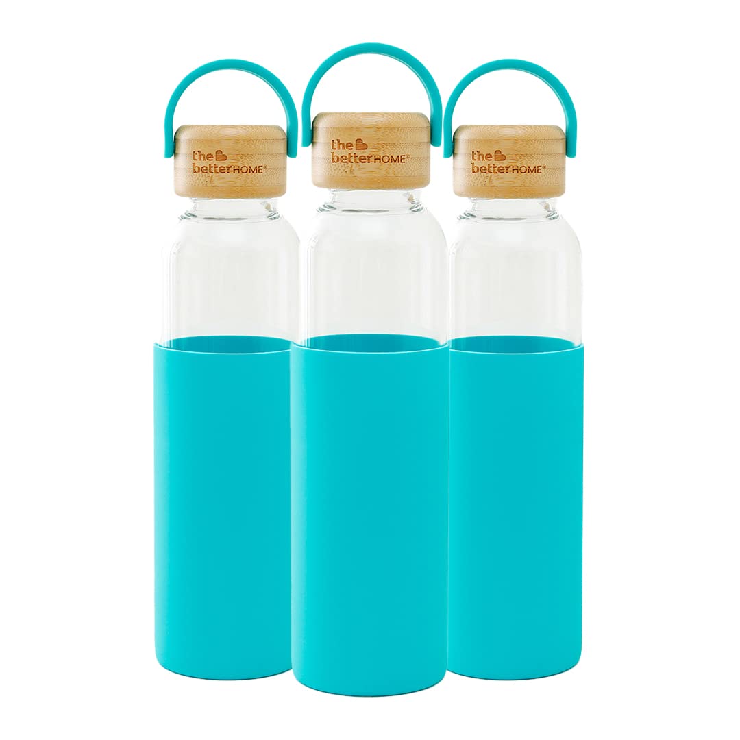 The Better Home Borosilicate Glass Water Bottle with Sleeve 550ml