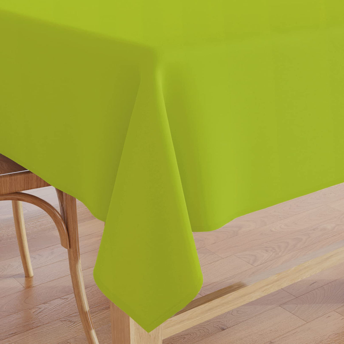 Encasa 100% Cotton Canvas Tablecloth With Lime Green Solid Color & Rectangular Size (7.5 ft Long) for 6 to 8 Seater Large Centre Dining Table Fall Decoration, Halloween & Christmas Festivals- Machine Washable