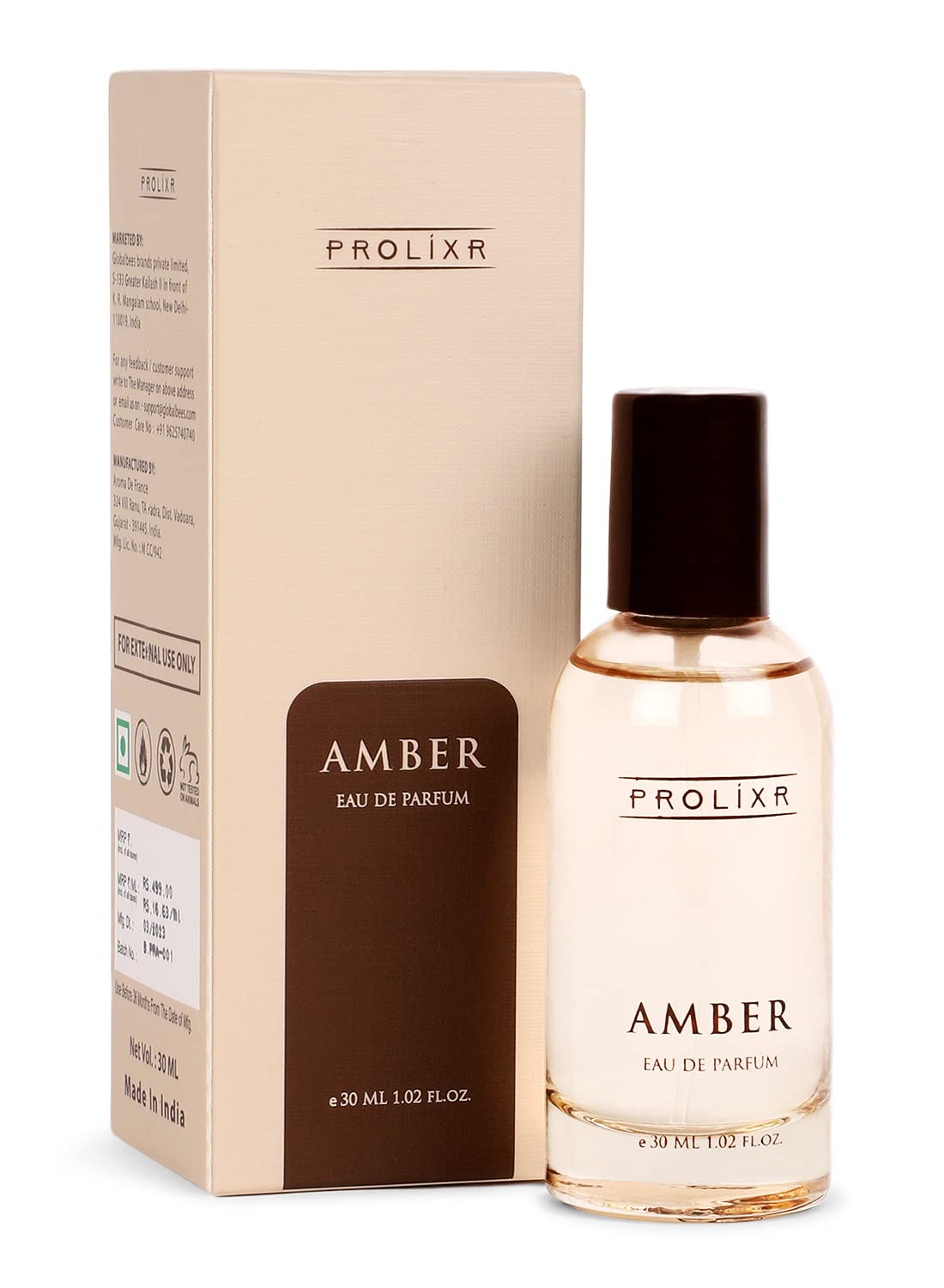 Prolixr Amber Eau De Parfum EDP Bottle 30ml | Premium Unisex Long Lasting Luxury Perfume | Scent for All Occasions - Notes of White Oak - Sandalwood | Men & Women