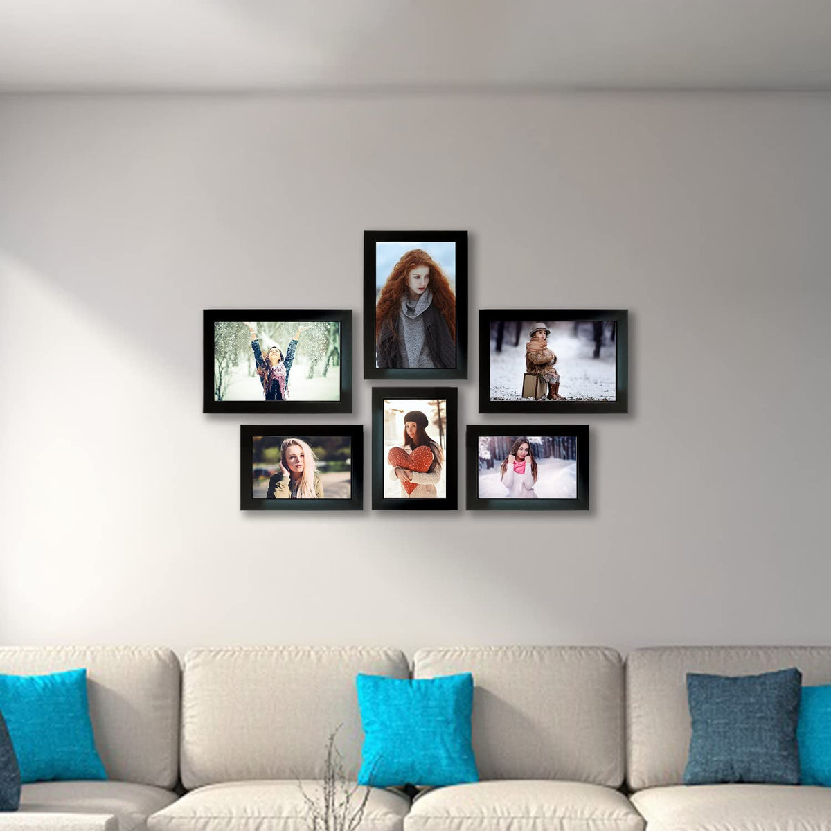 Kuber Industries Collage Photo Frame For Living Room, Wall Set of 6 (Black) Size: 5x7-3 Pc., 4x6-3 Pc.