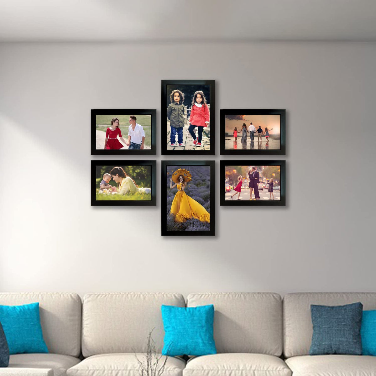 Kuber Industries Collage Photo Frame For Living Room, Wall Set of 6 (Black) Size: 5x7-4 Pc., 8x6-2 Pc.