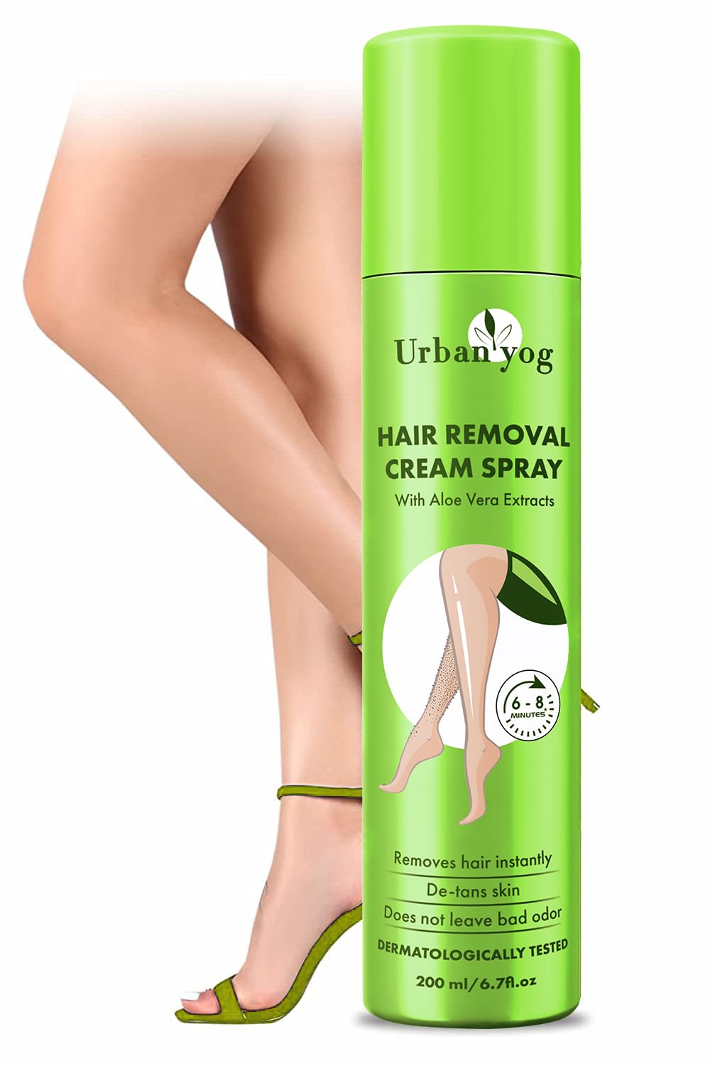 Urban Yog Hair Removal Cream Spray With Aloe Vera Extracts | Pain-free Body Hair Removal for Women (200 ml)
