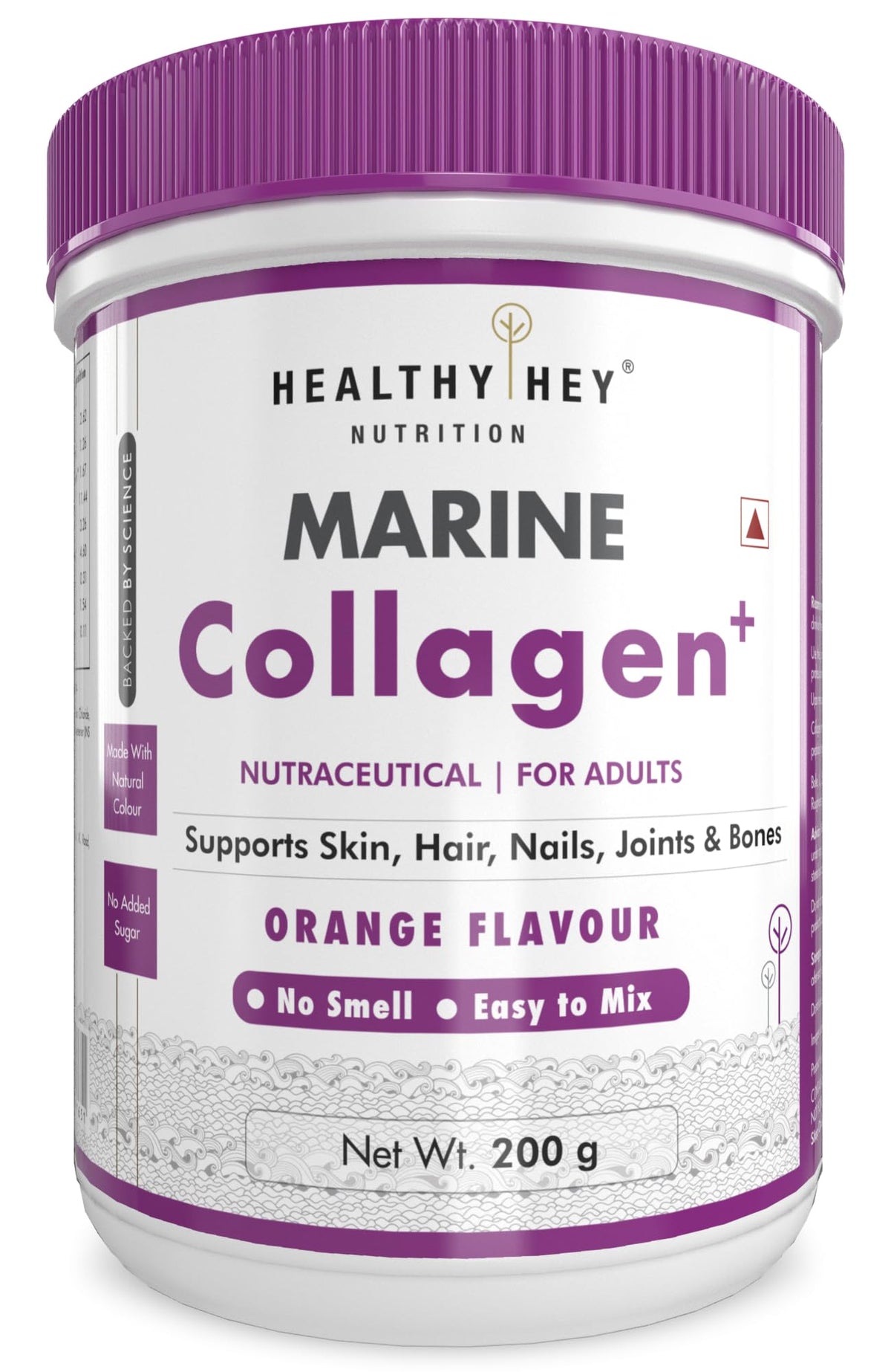 HealthyHey Marine Collagen Powder 200g - Marine Collagen Peptides | Type 1 Collagen Protein Supplement with Hyaluronic Acid | Amino Acids for Skin, Hair, Nails | Paleo Friendly, Non-GMO (Orange Flavour, 200g)