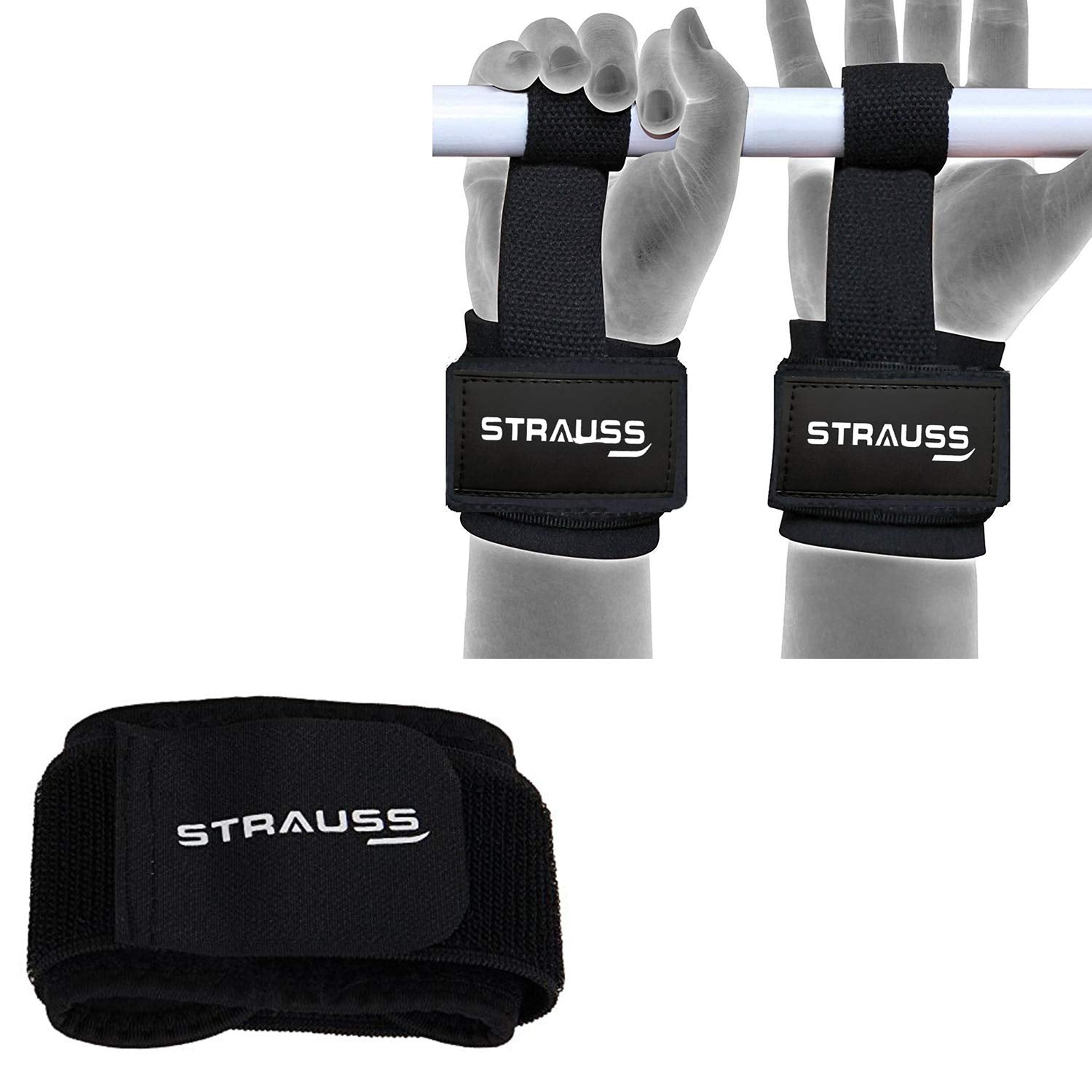 Strauss Wrist Support, Pair (Free Size, Black)