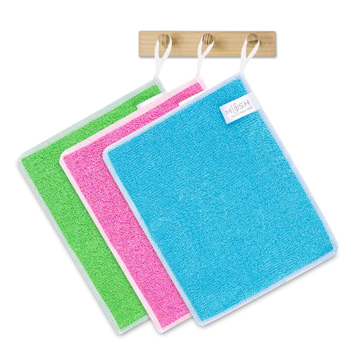 Mush Bamboo Super Absorbent, Anti Odor, Free Reusable Cleaning Cloth - Multipurpose Wash Cloth for Kitchen, Car, Windows, Glass, Furniture (200 GSM, Assorted, Pack of 3)