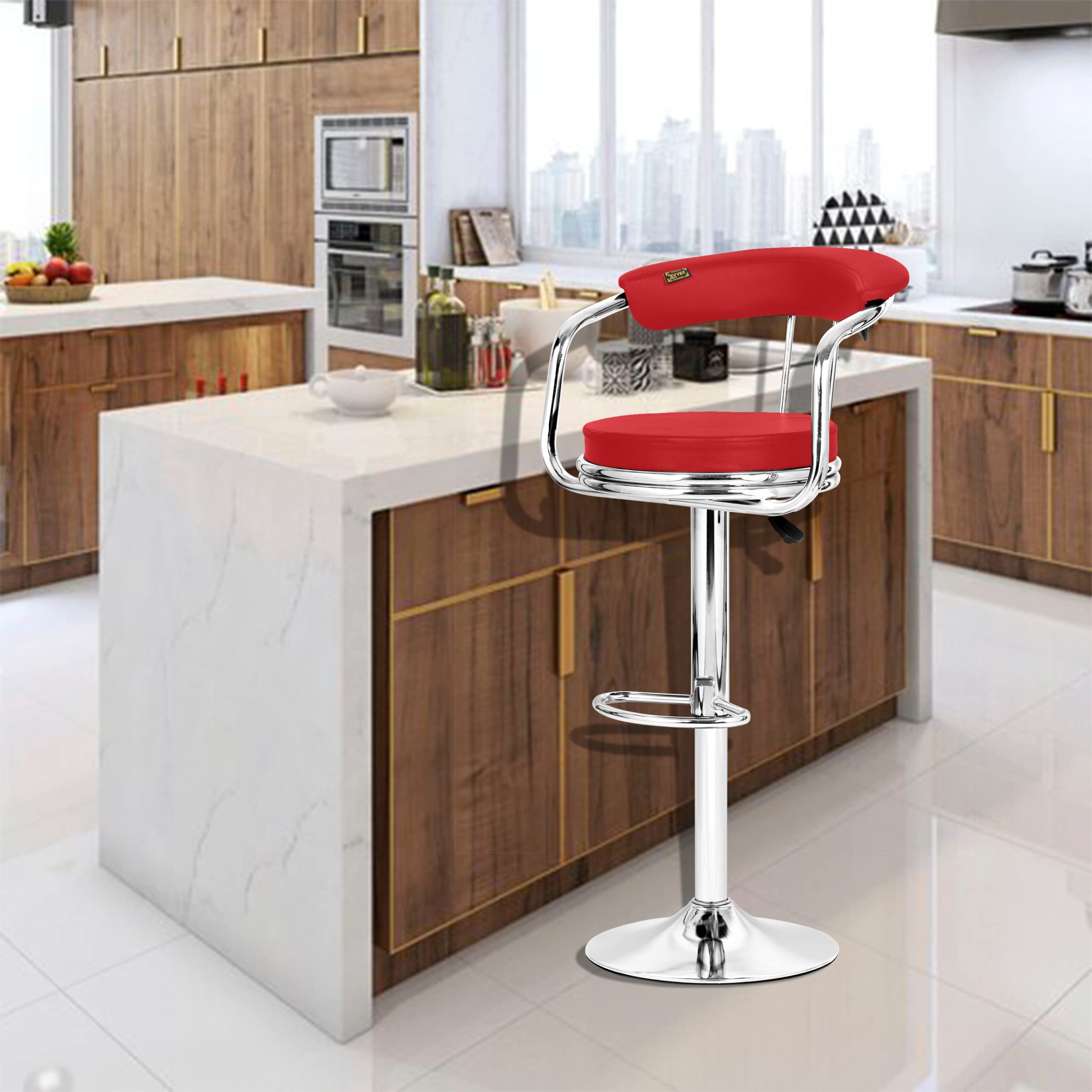 White Kitchen Island Red Bar Stools In Kitchen Contemporary
