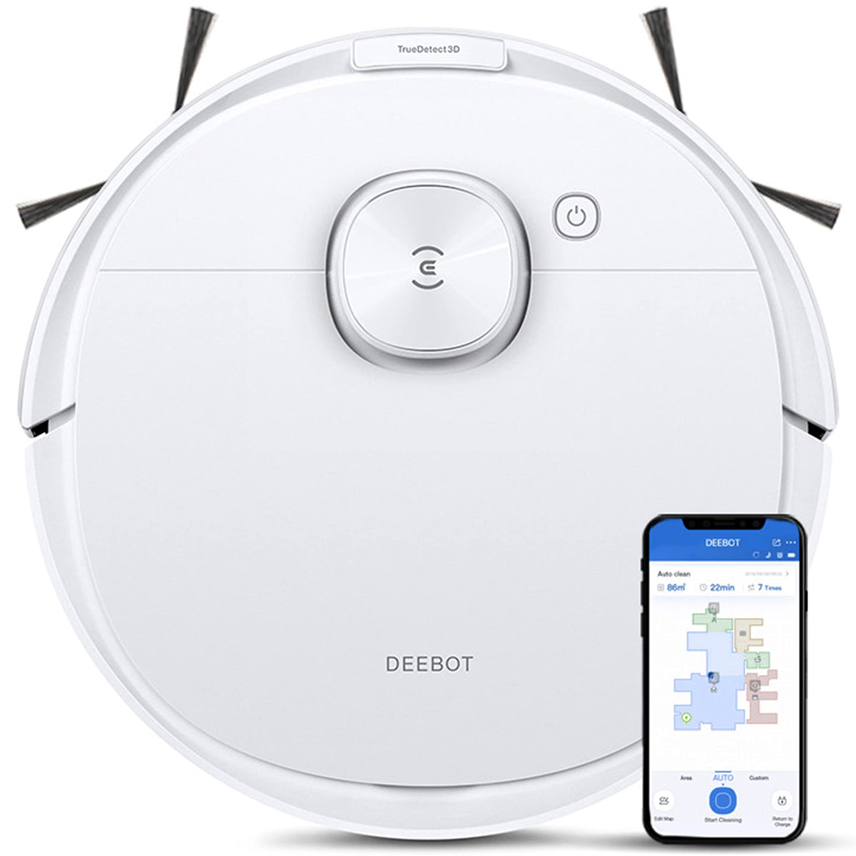 ECOVACS DEEBOT 2-in-1 Robotic Vacuum Cleaner with OZMO Mopping, Intelligent dToF Mapping Technology, 2300 Pa Strong Suction, Smart App Enabled, Google Assistant & Alexa (DEEBOT N8 PRO) - 40 Watts