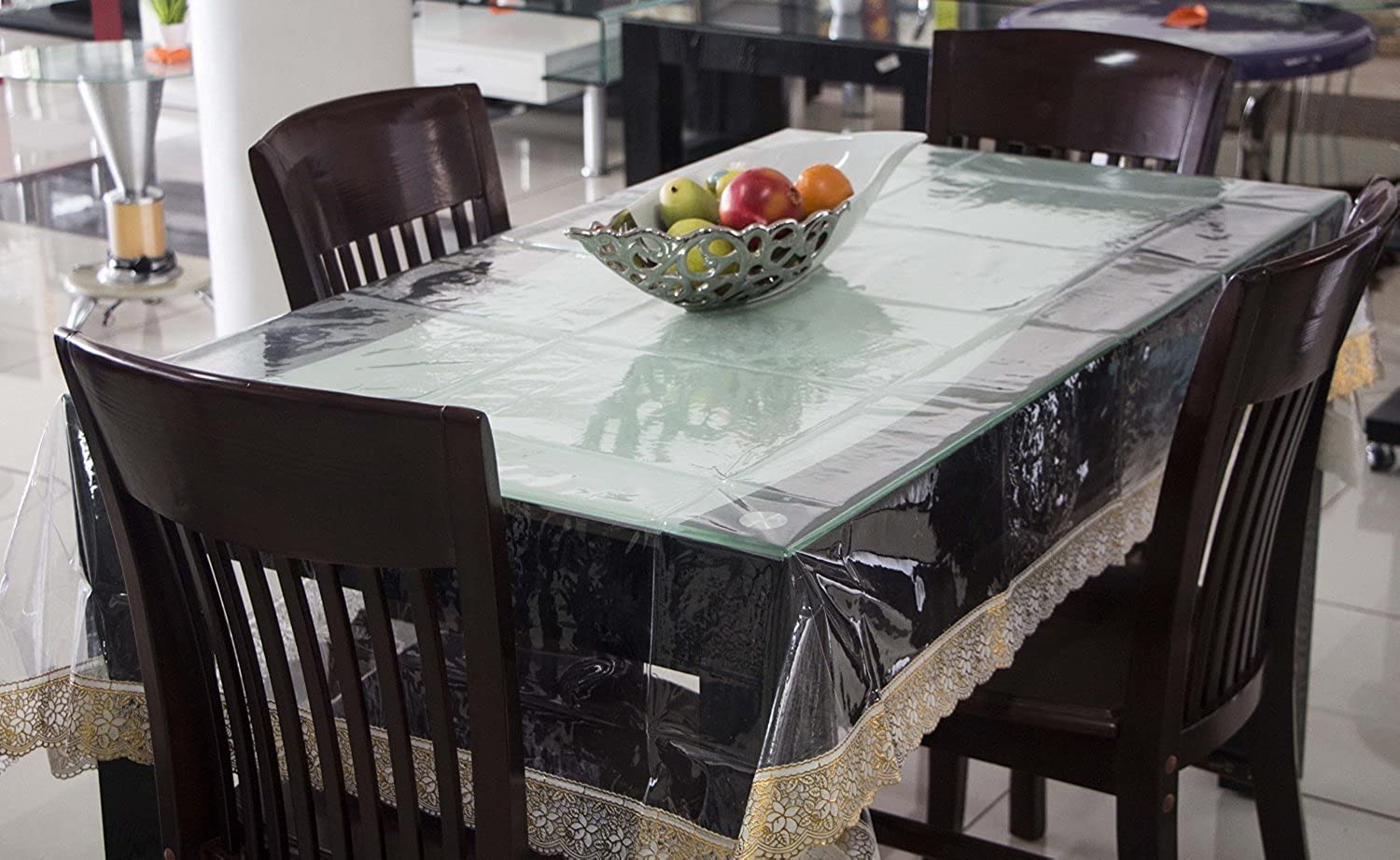 Transparent 6 seater dining table 2024 cover