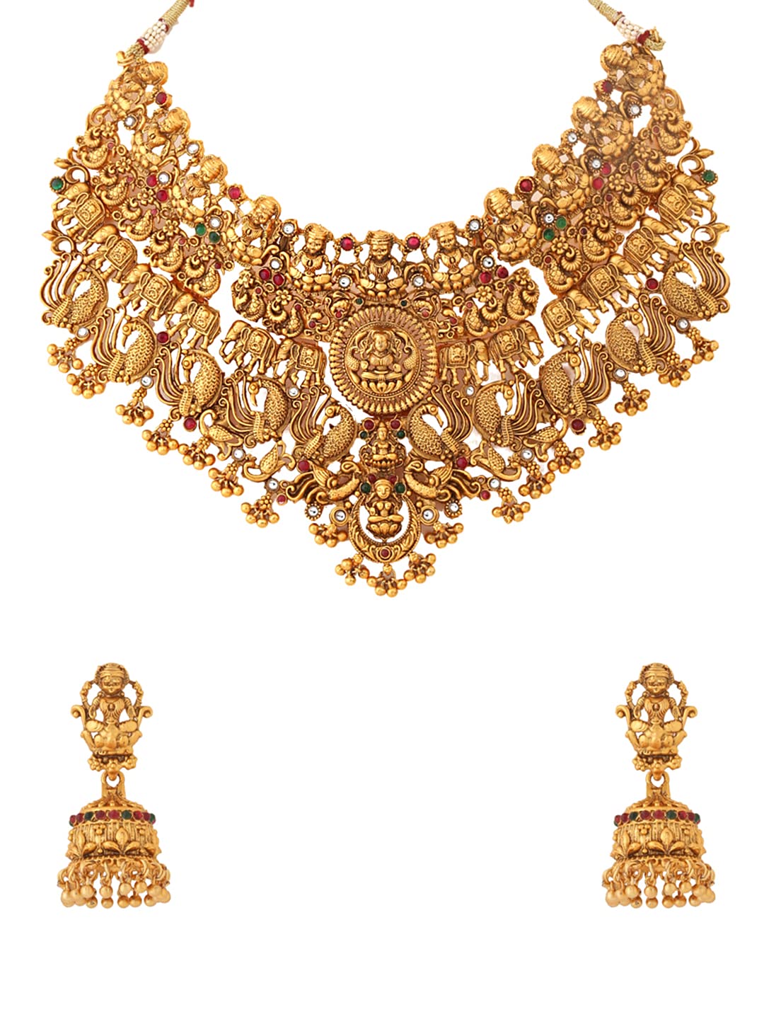 Buy Yellow Chimes Gold-Plated White Beads Drop Designed Bridal Long Necklace  Set Online