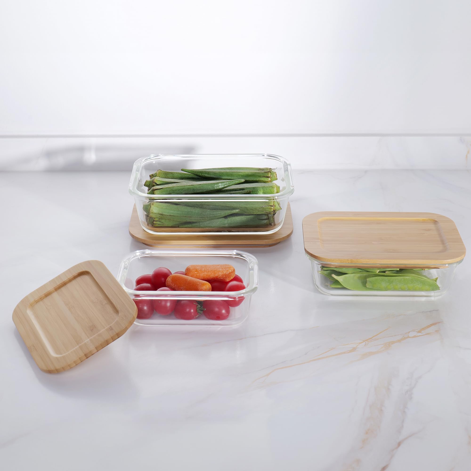 Borosilicate Glass Container with Bamboo Lid - 370ML