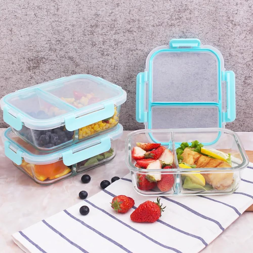 Microwave Safe Office Two Compartment Lunch Box Set Safety Lock