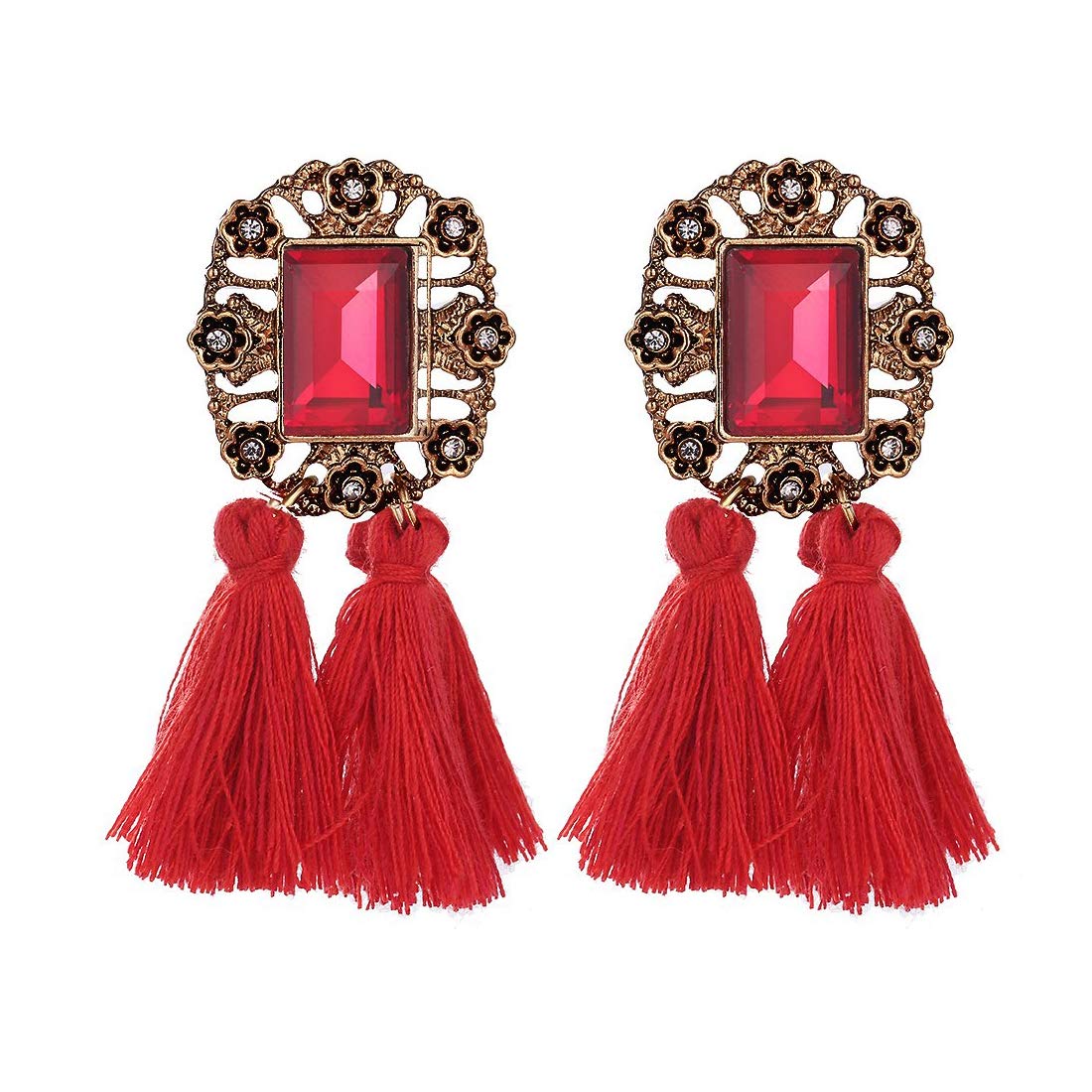 Yellow Chimes Exclusive Bohemian Red Crystal Tassel Earrings For Women Globalbees Shop 0091