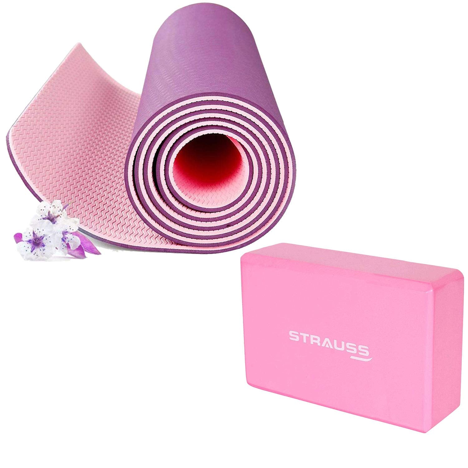 Buy Strauss TPE Eco Friendly Dual Layer Yoga Mat, 6 mm (Pink