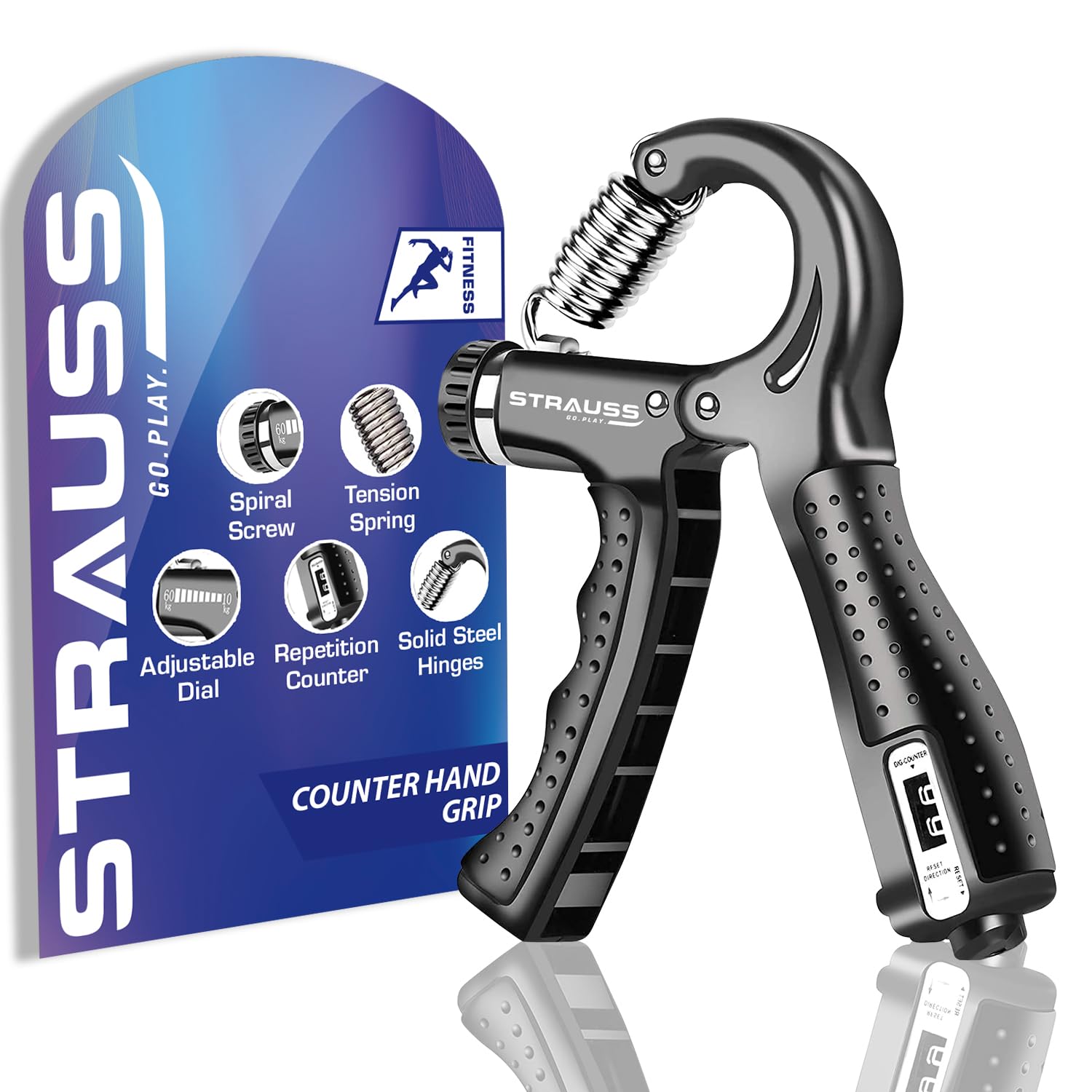 Strauss D-Shape Hand Grip  Adjustable Resistance (10KG -100KG