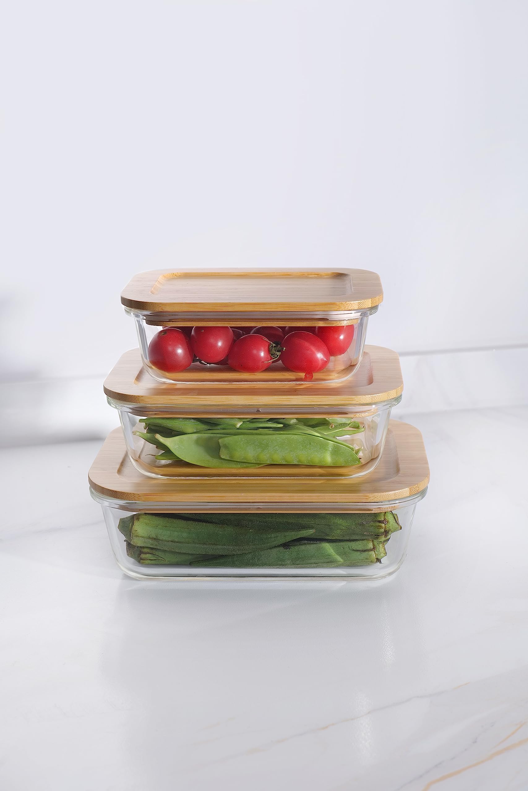 Borosilicate Glass Container with Bamboo Lid - 370ML