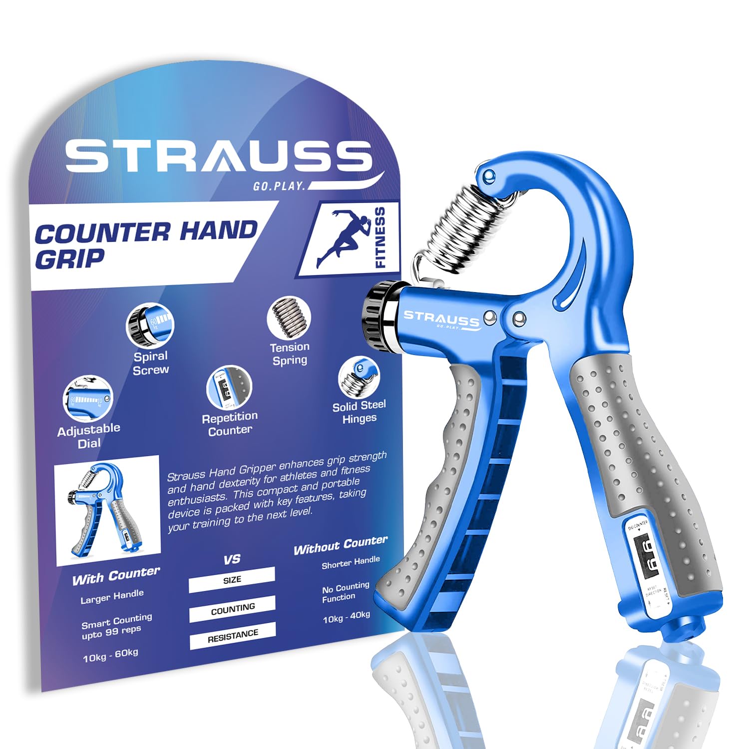 Strauss Adjustable A- Shaped Hand Gripper with Counter