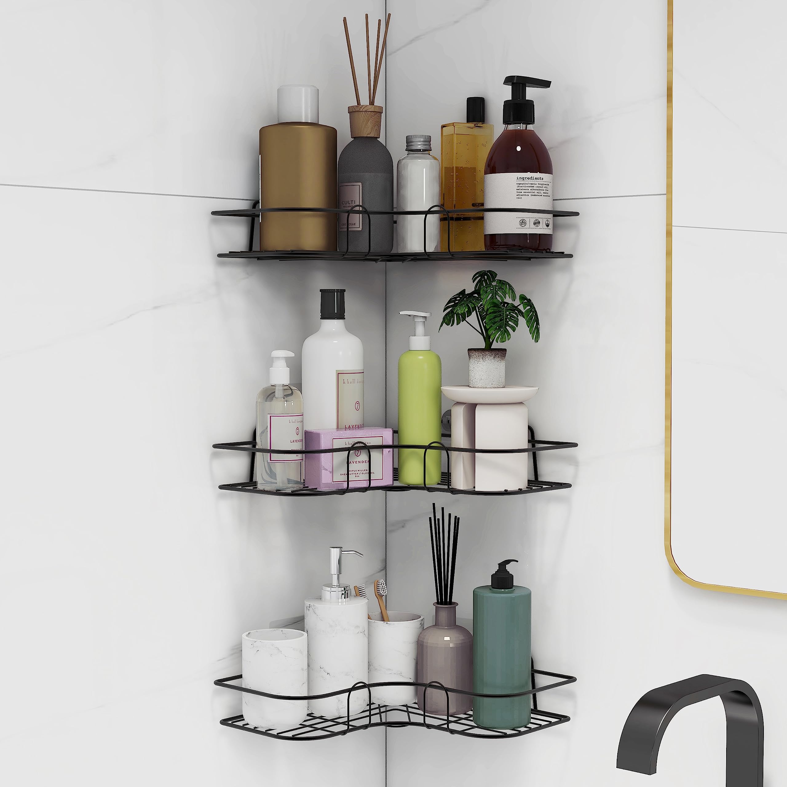 Plantex Bathroom Corner Self Adhesive Shelf/Rack/Storage Organizer