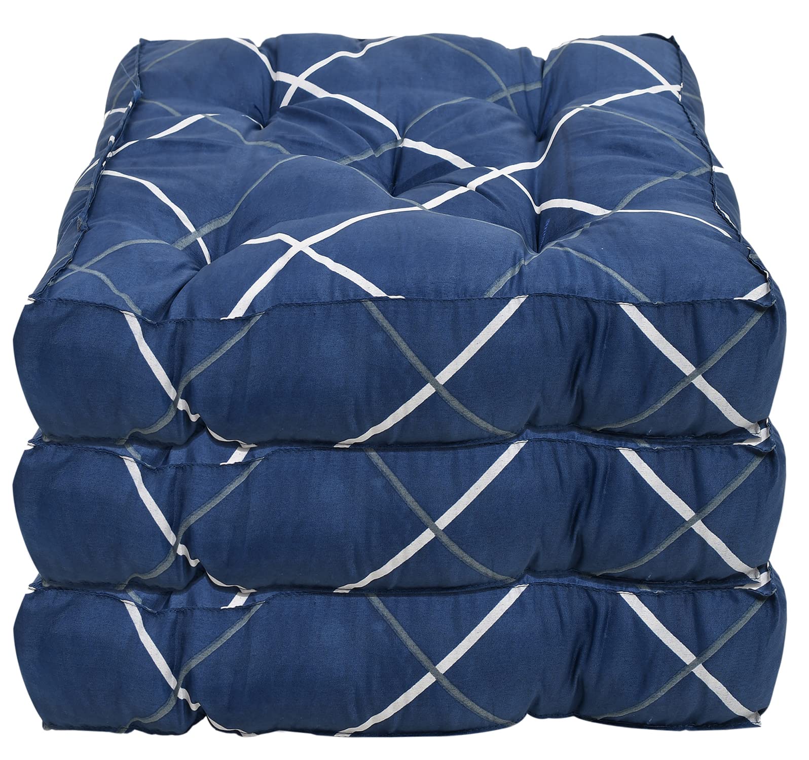 Kuber Industries Geomatric Printed Microfiber Square Chair Pad