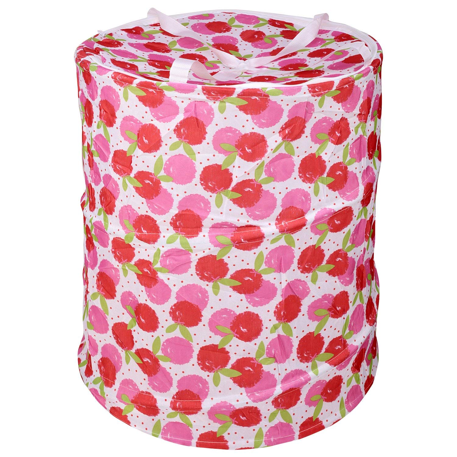 Kuber Industries Round Cloth Foldable Laundry Basket Bag, Volume:-30L,Multi  Color ,Cotton