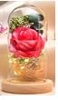 Artificial Rose in Glass Dome with LED Lights & Wooden Base | Anniversary Mother's Day Birthday Gift | Beauty & The Beast Red Rose | Women's Unique Gift