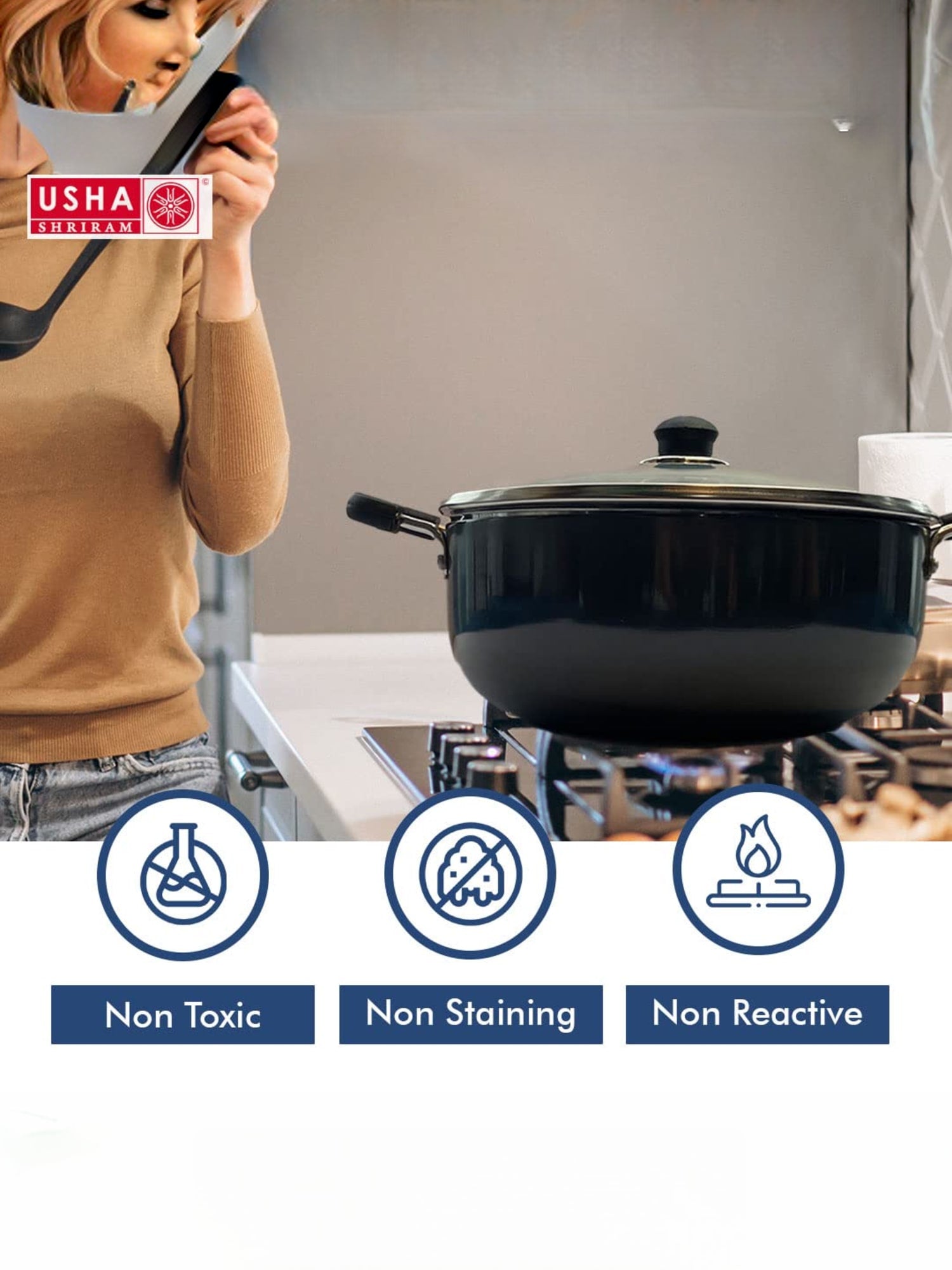 Usha Shriram Hard Anodised Kadai - ideal for deep frying