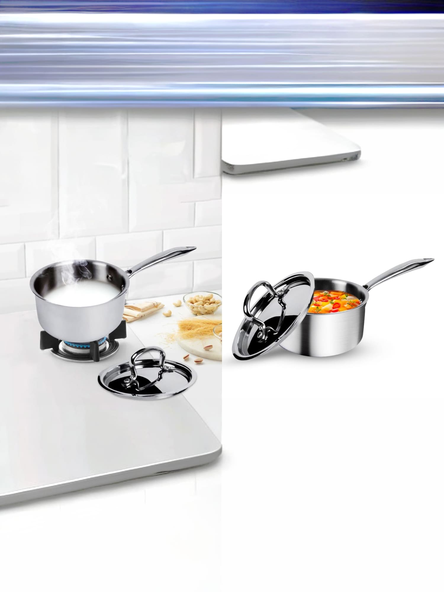 Usha Triply Saucepan - Close-up of easy-grip handle