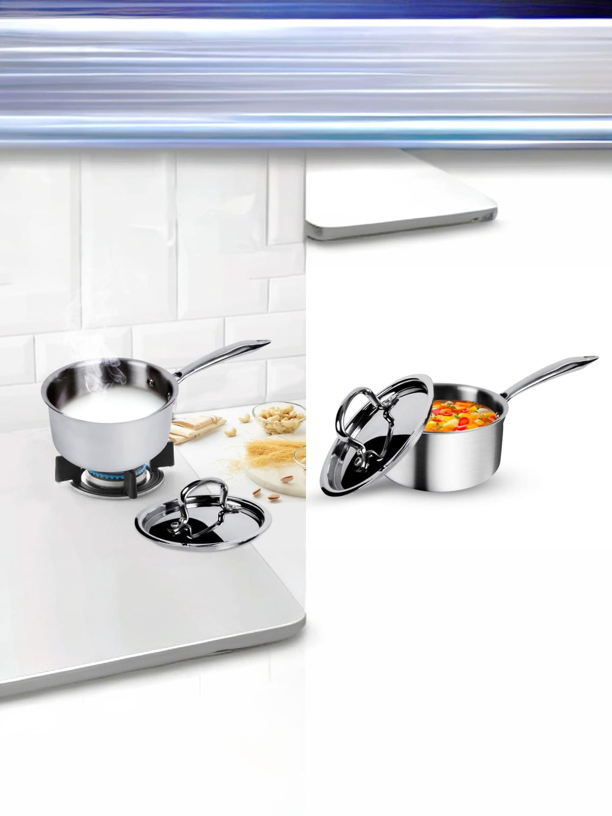 Usha Triply Saucepan - Close-up of easy-grip handle
