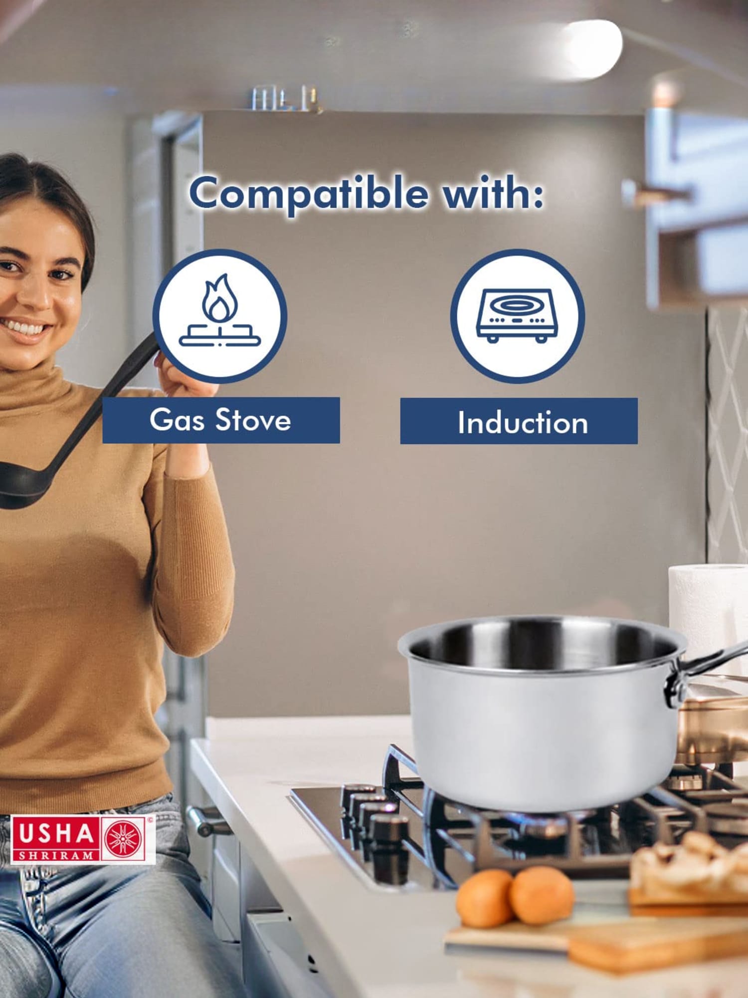 Usha Triply Saucepan - Induction cooking demonstration