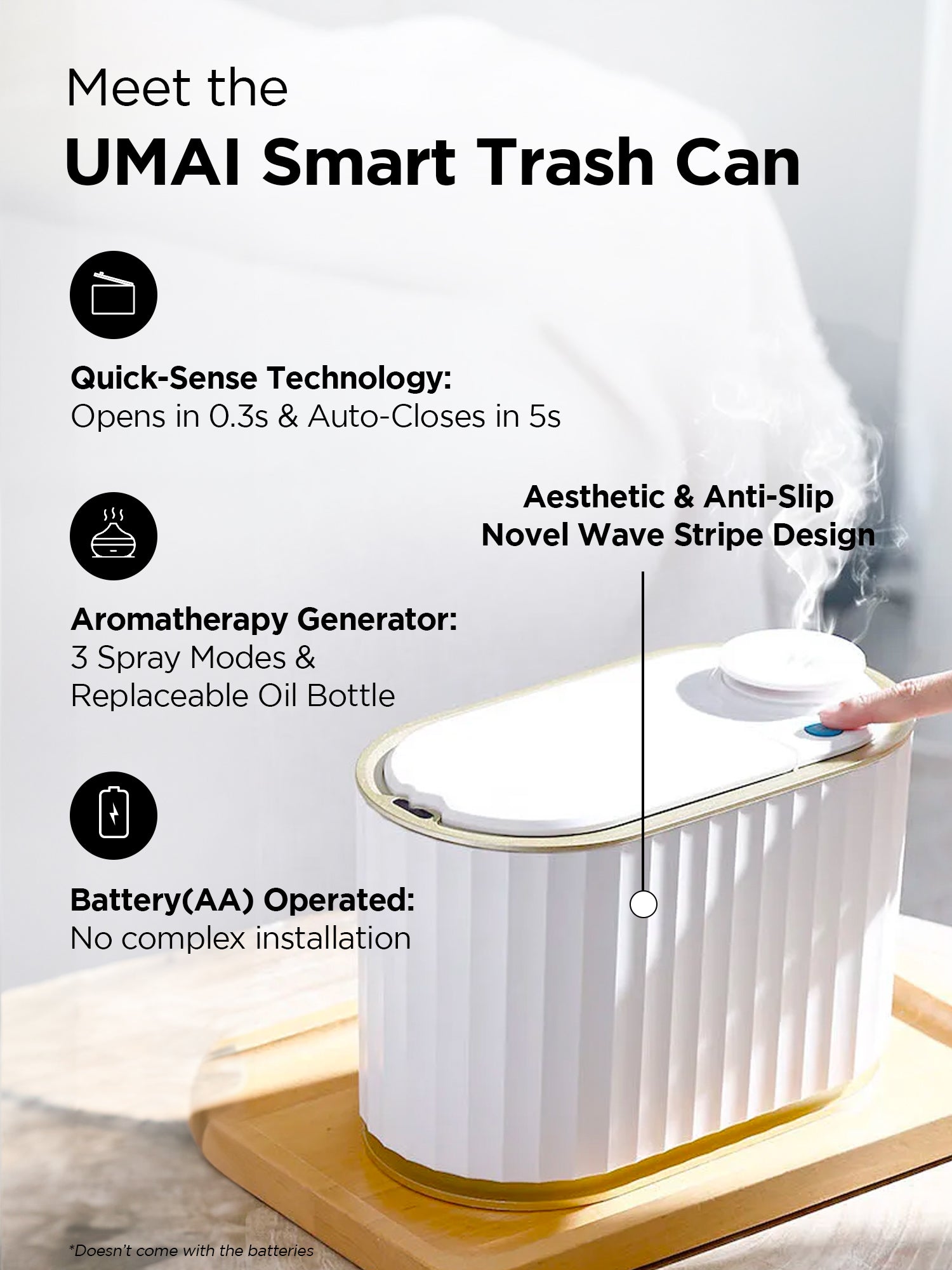UMAI touchless dustbin - easy waste disposal for kids