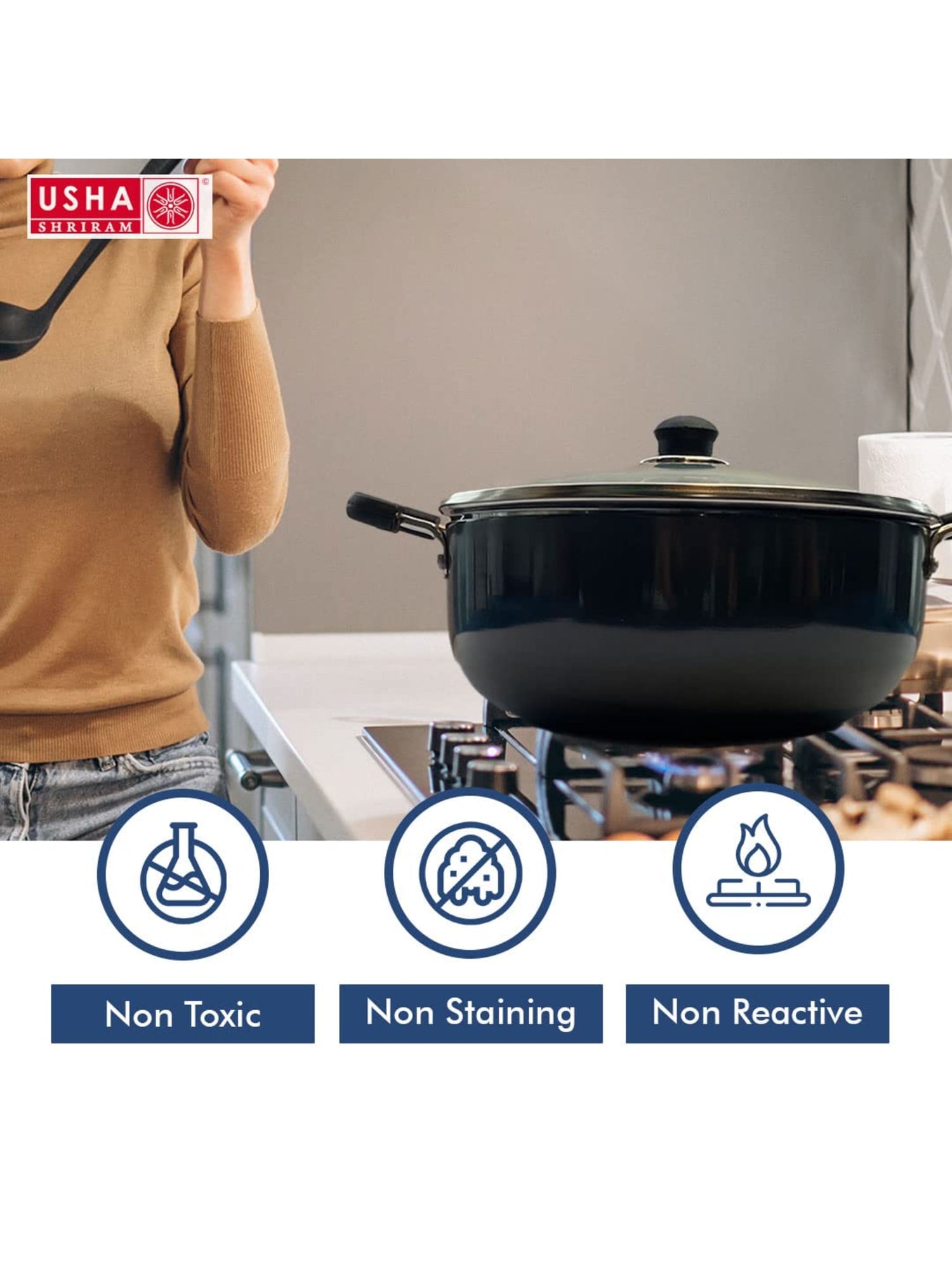 Usha Shriram kadai with glass lid - home cooking