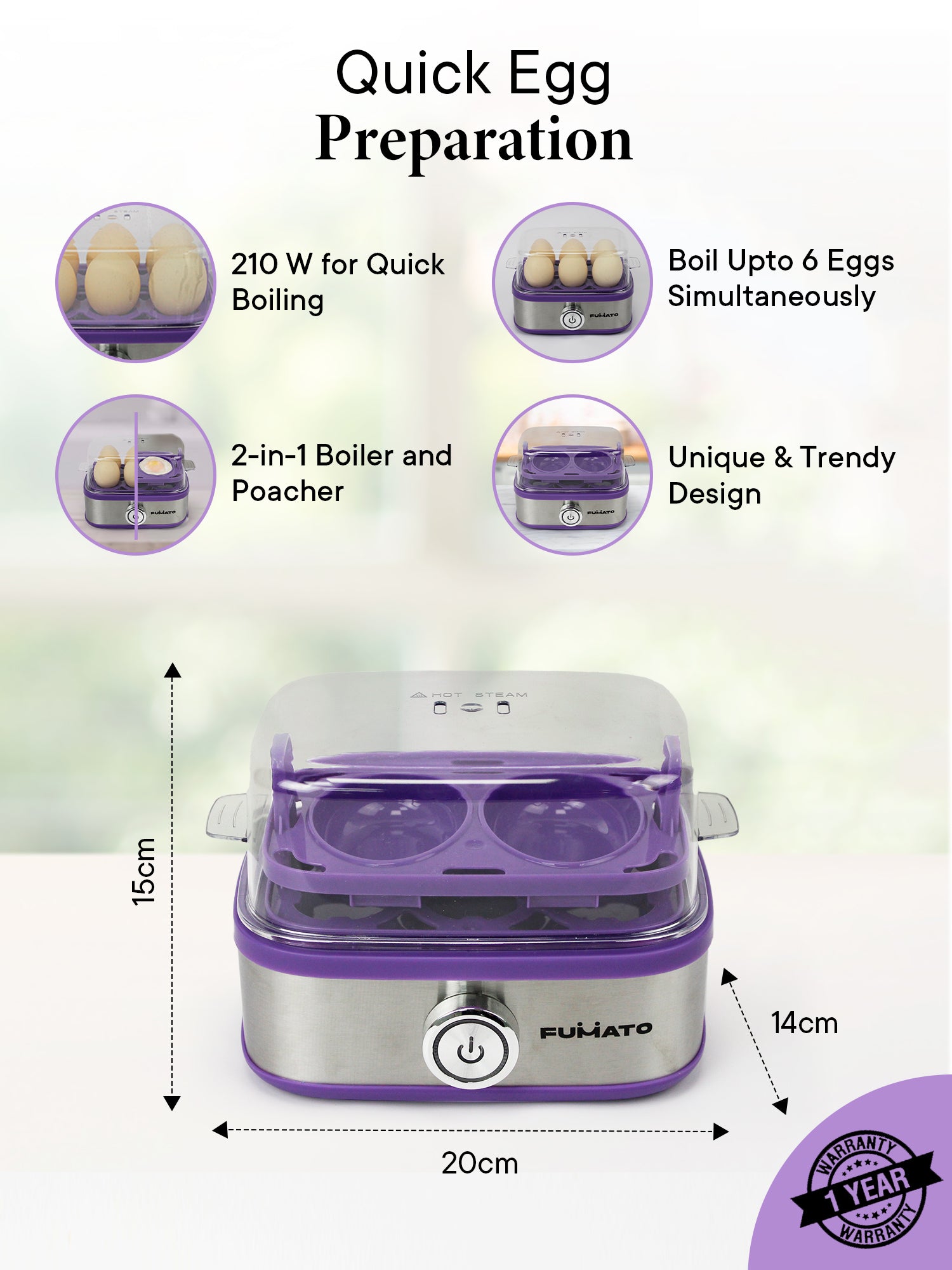FUMATO egg boiler - reliable kitchen companion