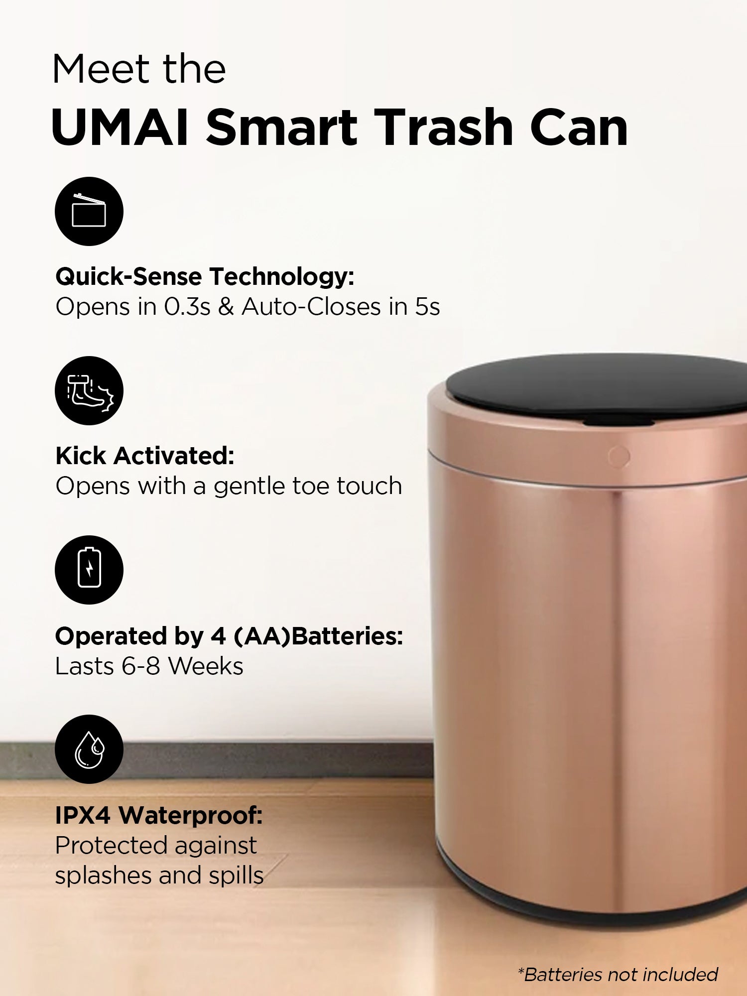 UMAI automatic dustbin - Bedroom trash can