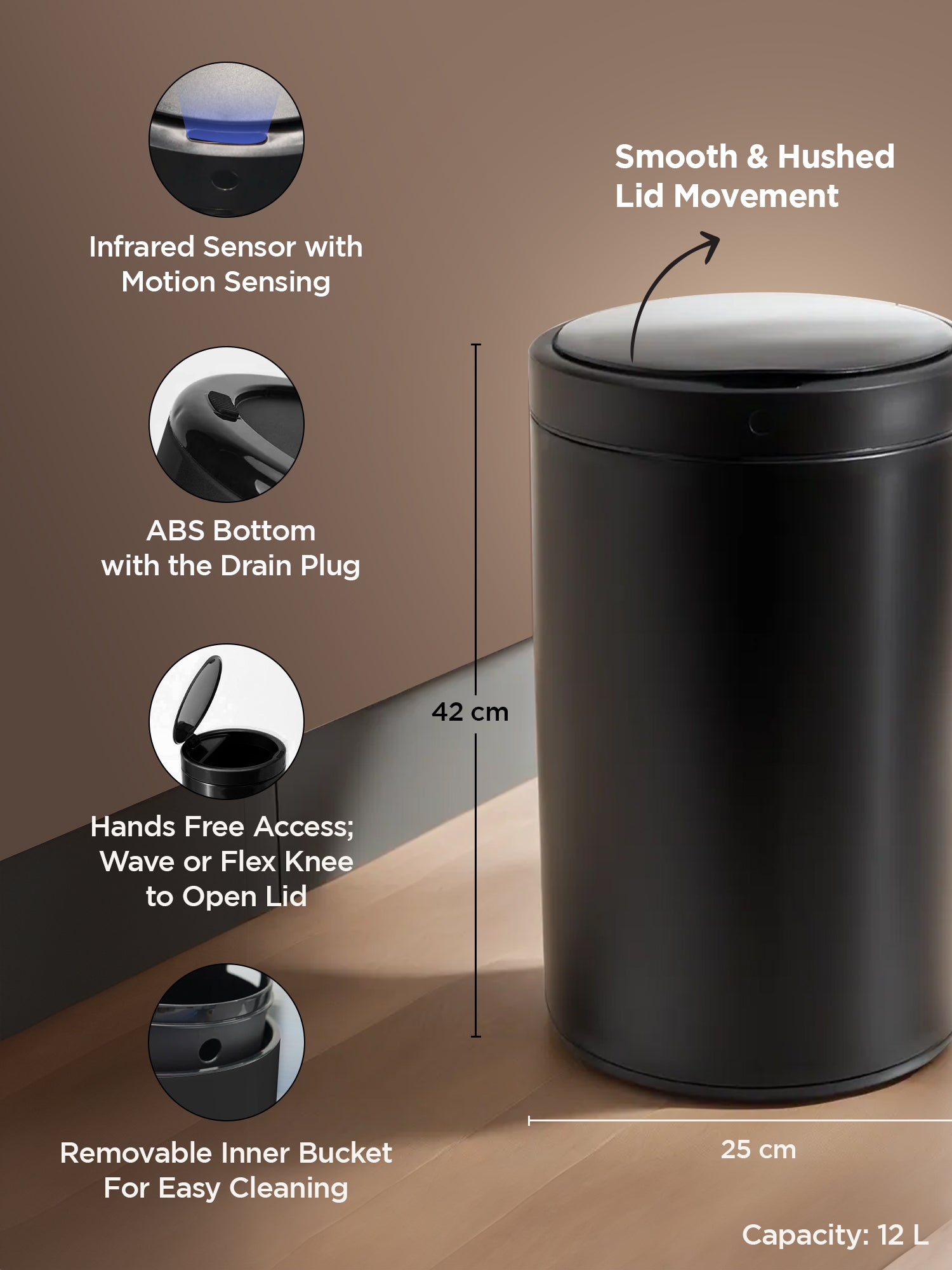 UMAI 12L Smart Dustbin - Living Room elegance
