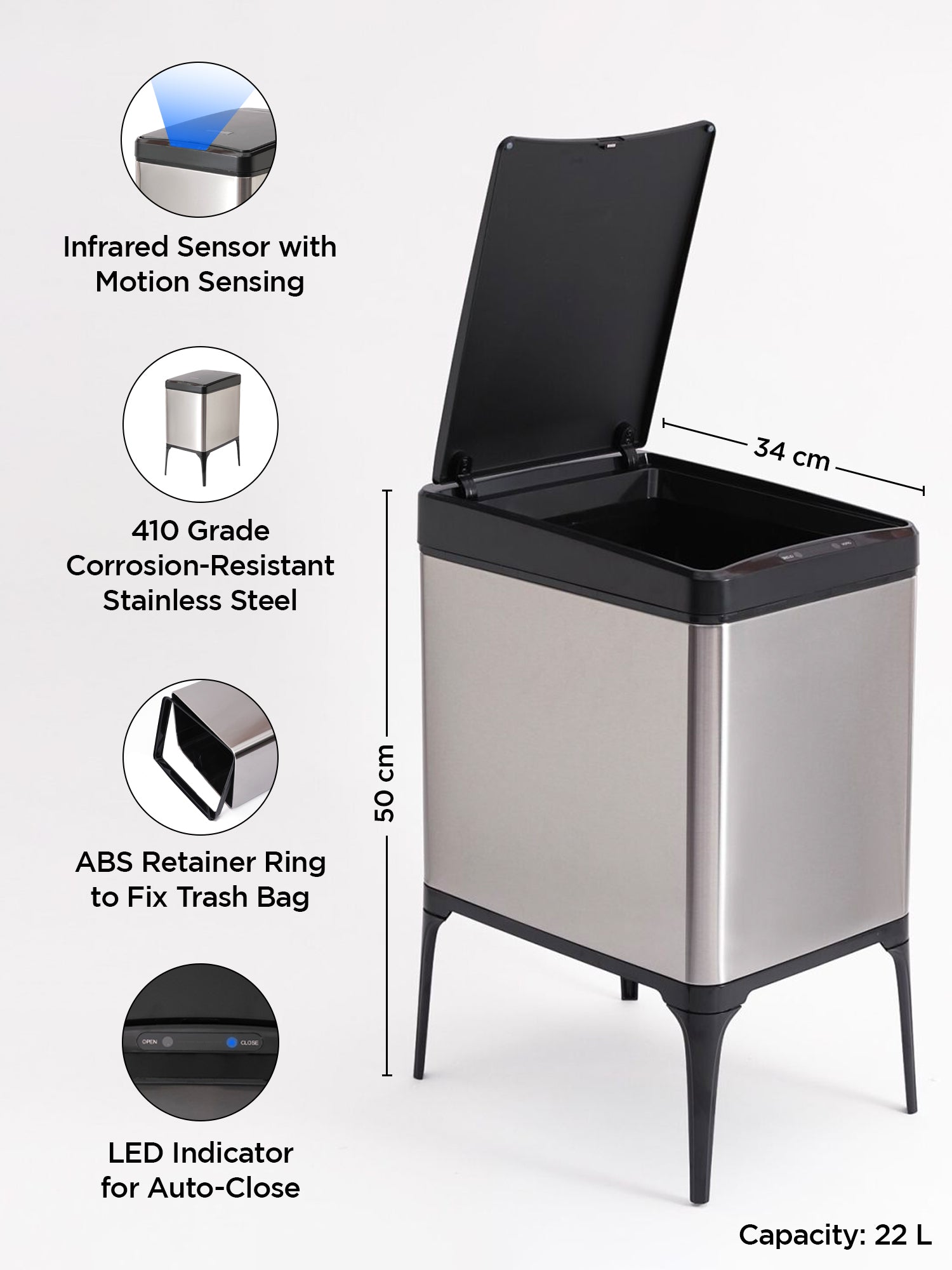 UMAI stainless steel dustbin - office cleaning aid