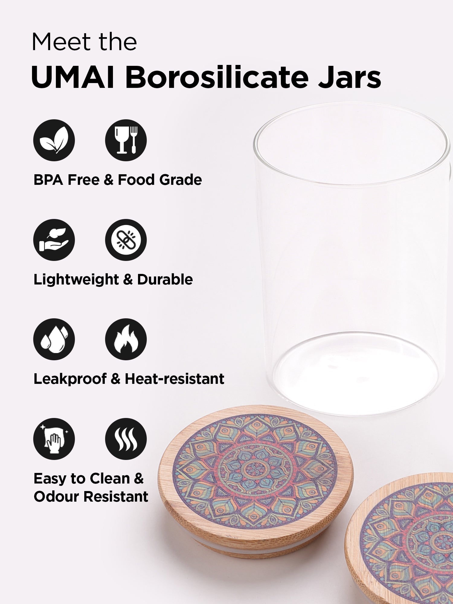 The Better Home printed bamboo lid jar - elegant kitchen decor