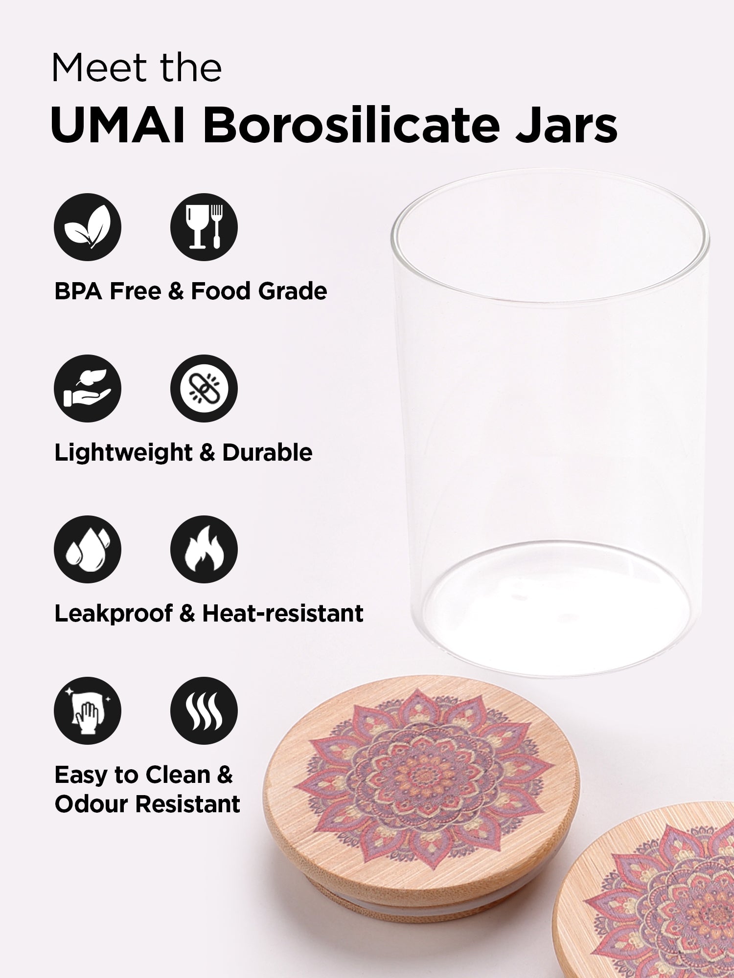 The Better Home UMAI Jar with Bamboo Lid - Elegant kitchen decor