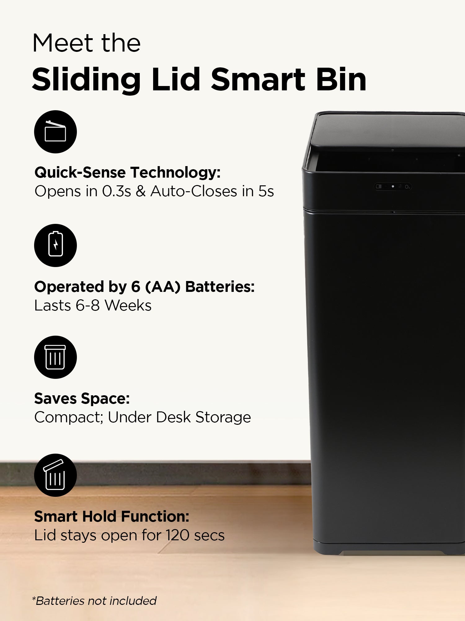 UMAI dustbin with sliding lid - Living room cleanliness