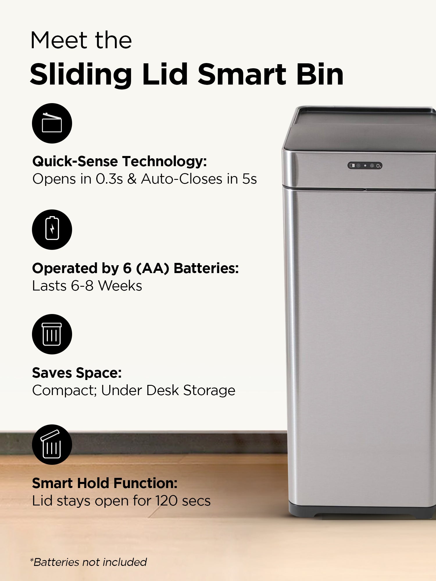 UMAI stainless steel dustbin - Modern design