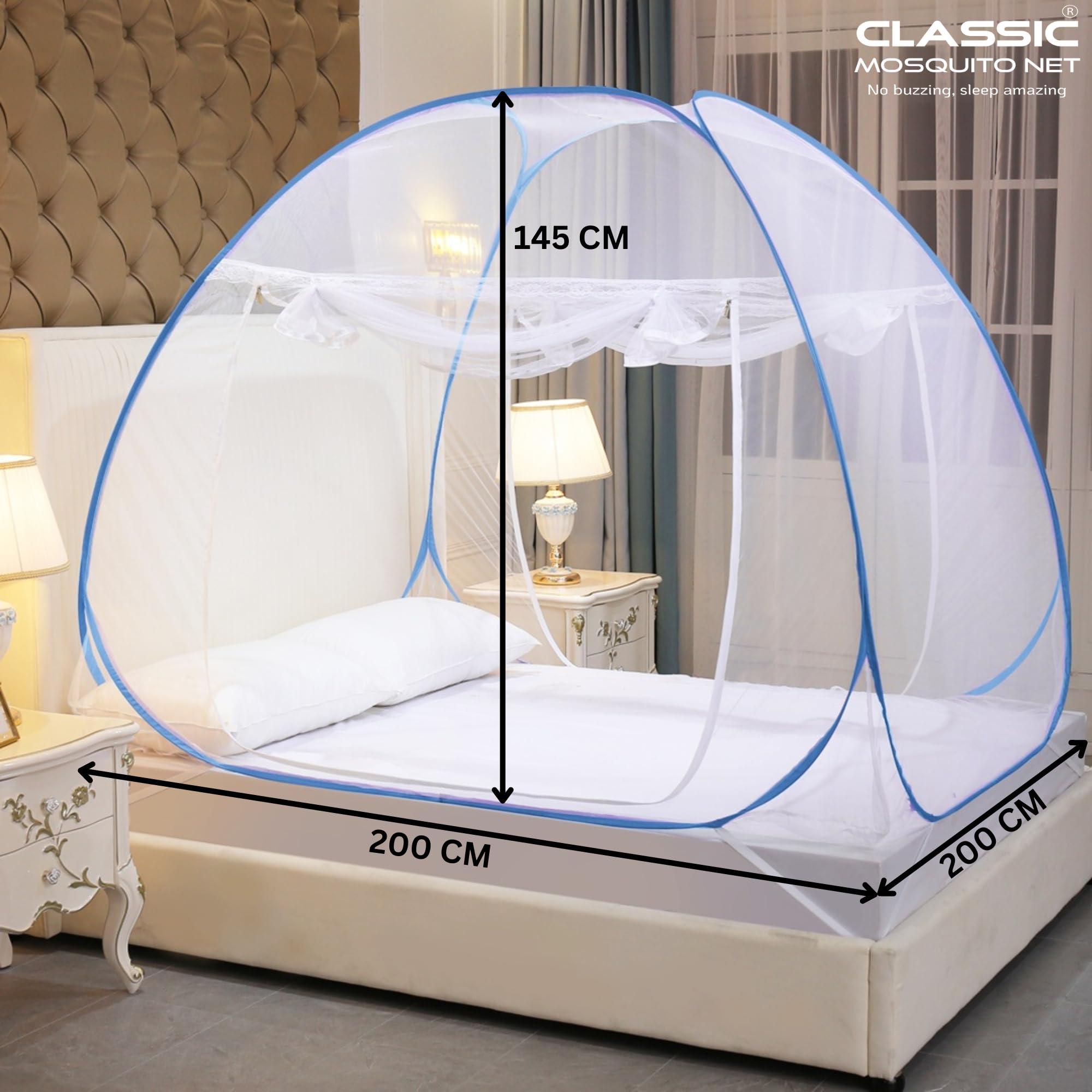 Classic Mosquito Net - Queen Size Heart Design Display