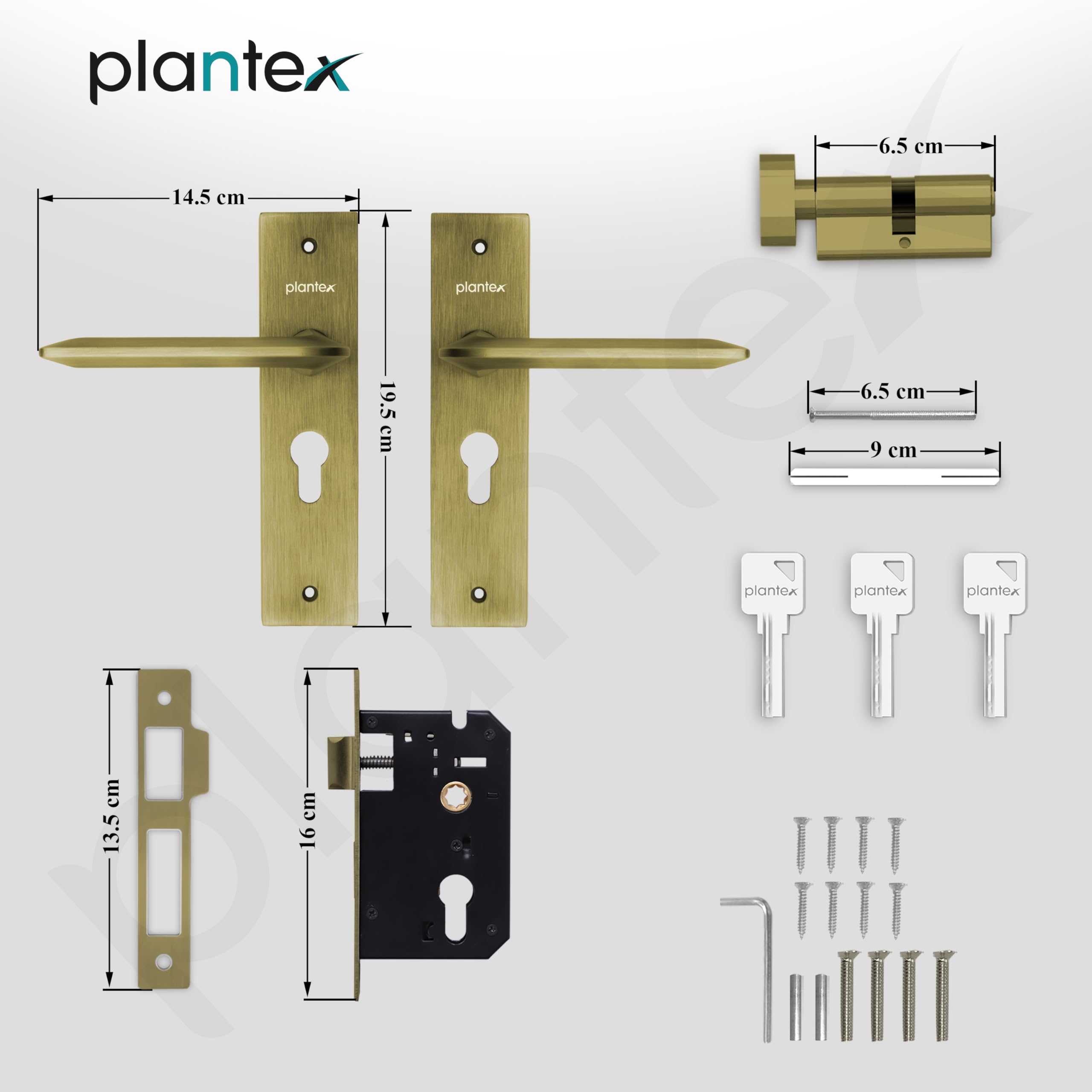 Plantex Heavy Duty Door Lock - stylish satin black finish