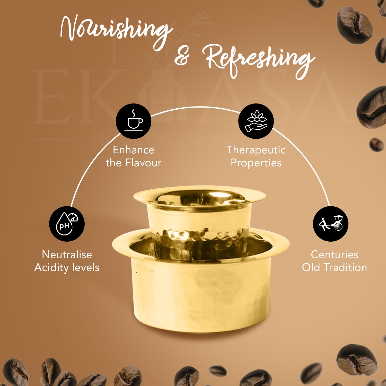 Ekhasa brass coffee cup - elegant dining accessory