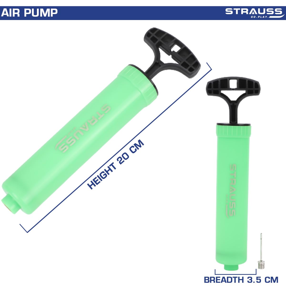 Strauss hand air pump - inflating a football