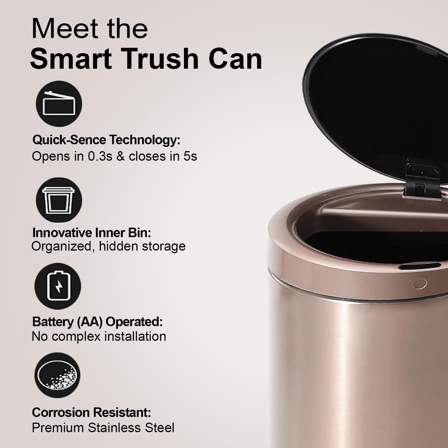 Kuber Industries Touchless Trash Can - Office cleanliness