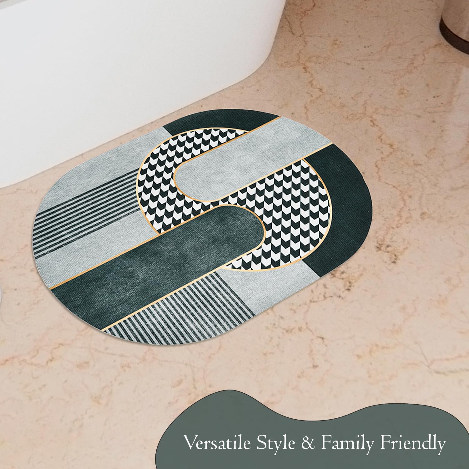 Kuber Industries Oval Bath Mat - Soft and cozy feel