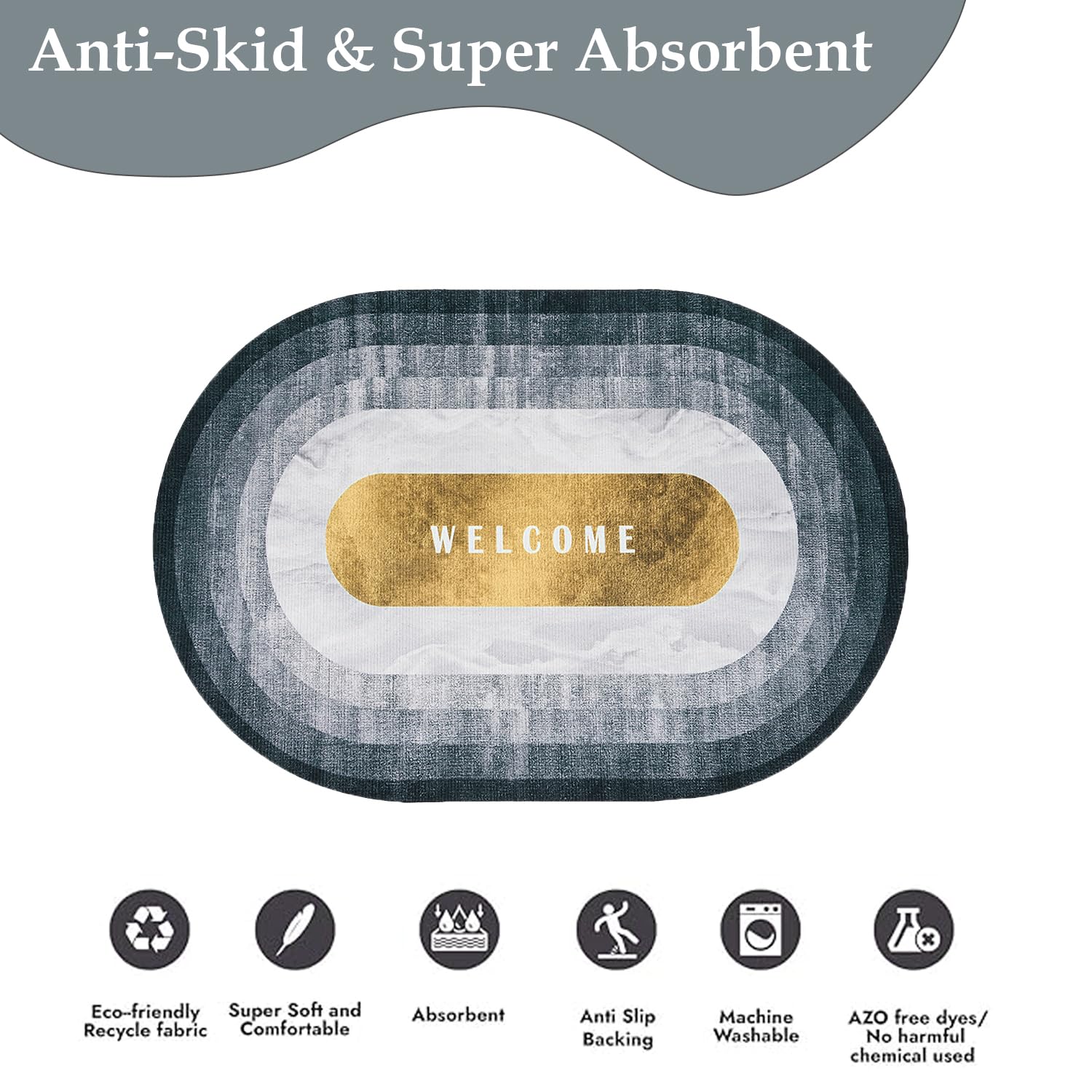 Kuber Industries Anti-Skid Doormat - Bathroom entrance