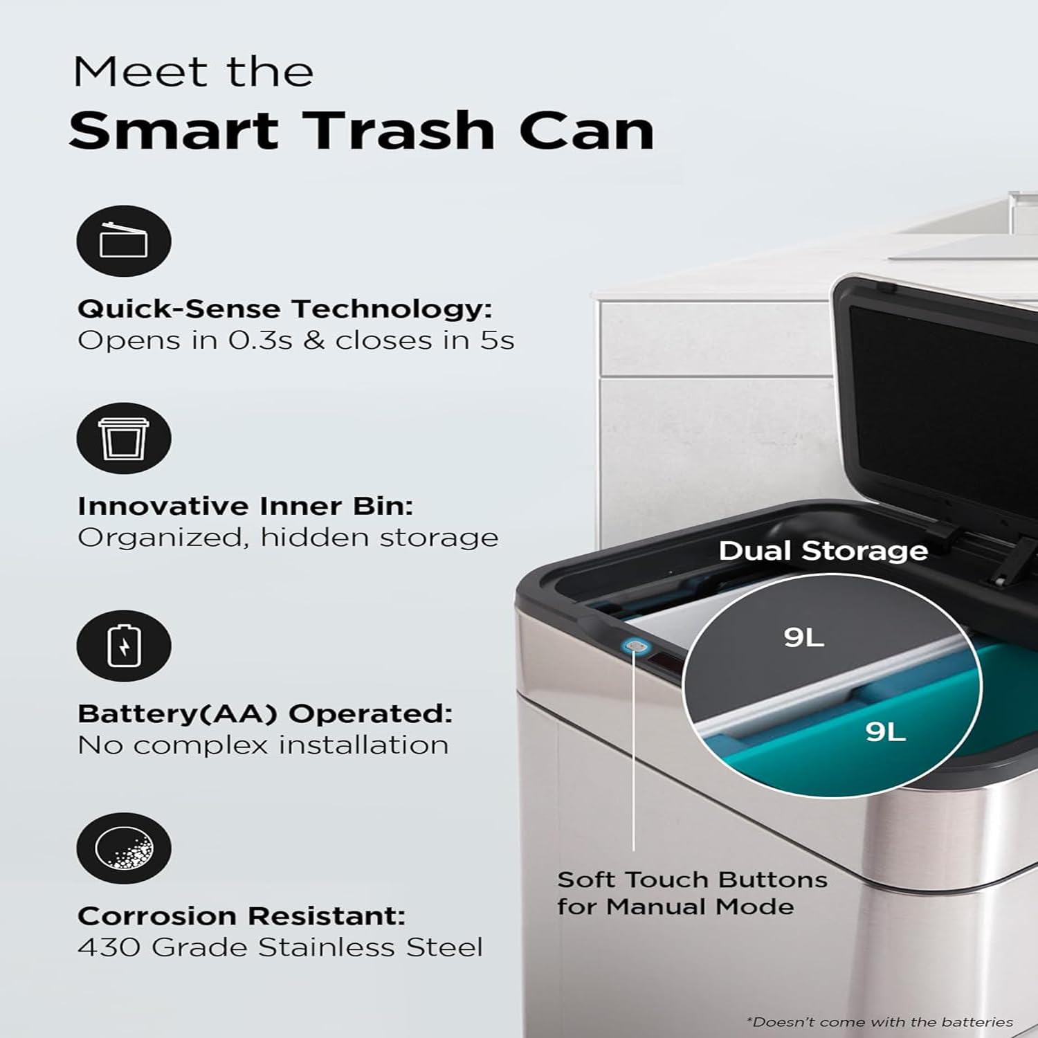 Kuber Industries Touchless Dustbin - Hygienic trash can for home