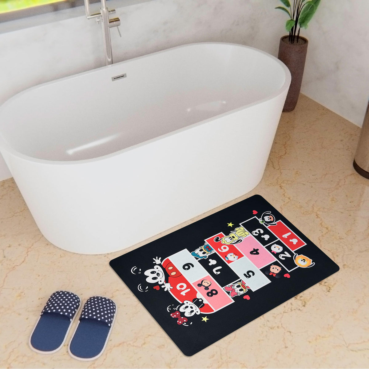 Kuber Industries Disney Mickey Teams Bath Mat - Anti-skid safety